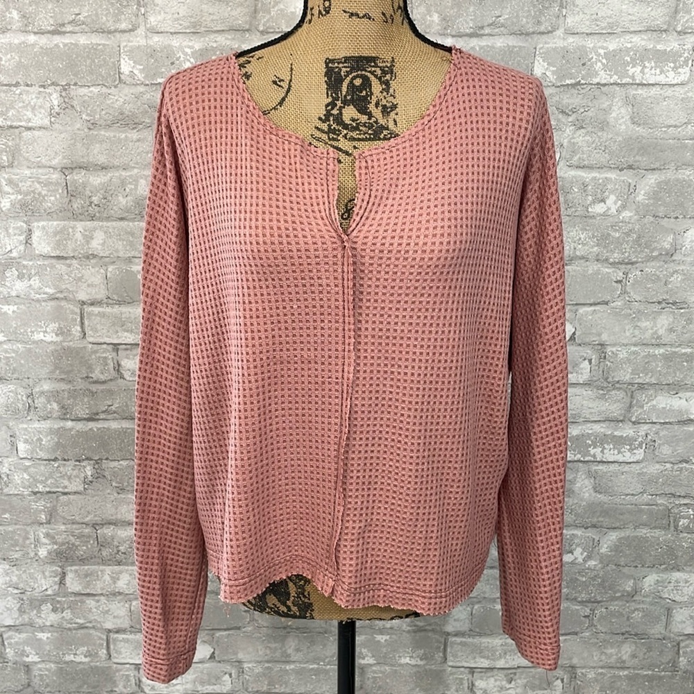 BLU PEPPER Cozy Life Waffle Knit Top